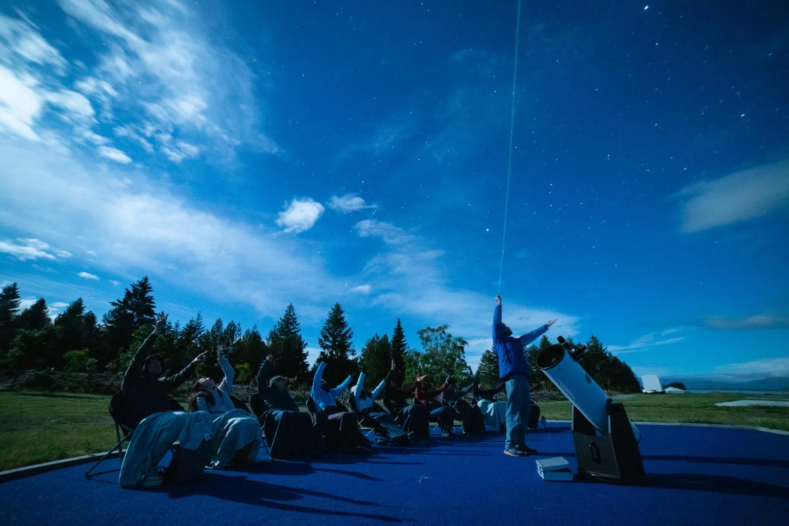 Stargaze Mackenzie telescopes and seating set out in daylight