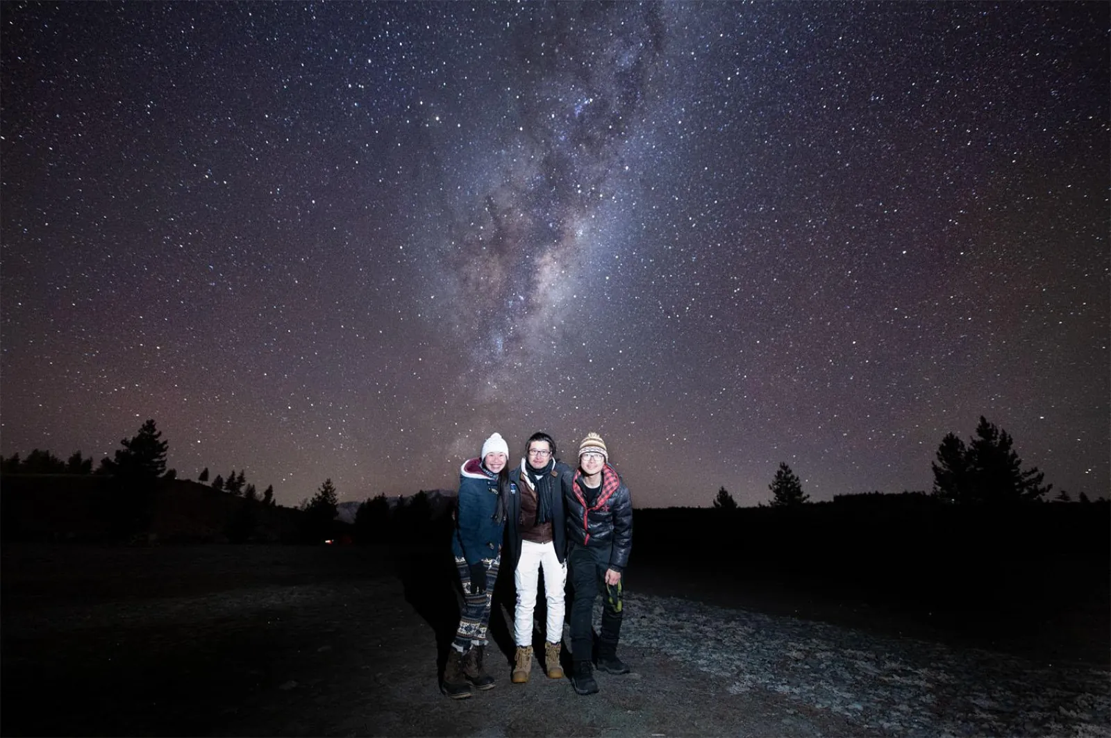 Group photo taken for guests under the stars on the Chameleon tour